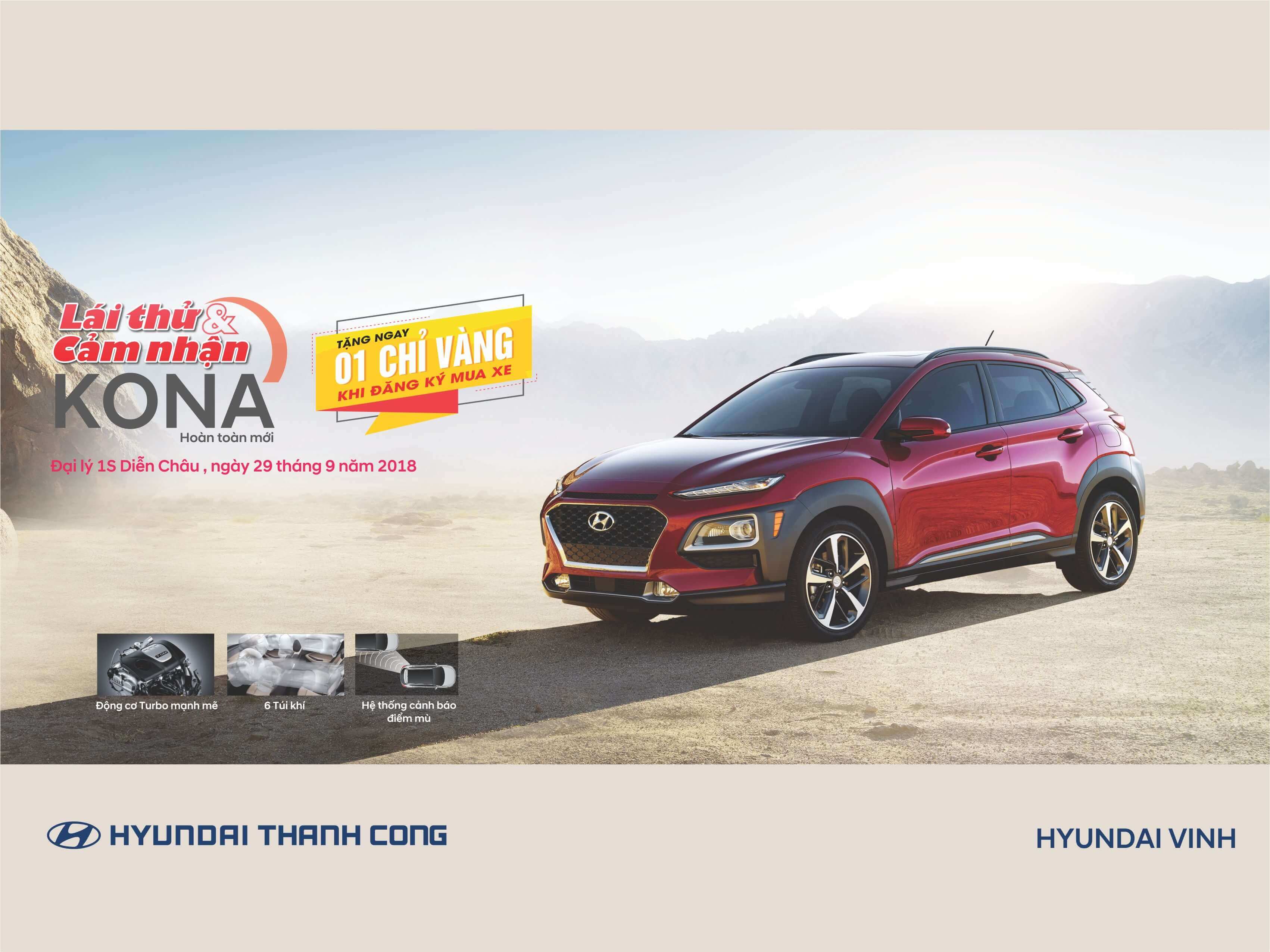 Hyundai Kona Đã có mặt tại Hyundai Vinh – Chi Nhánh 1S Diễn Châu